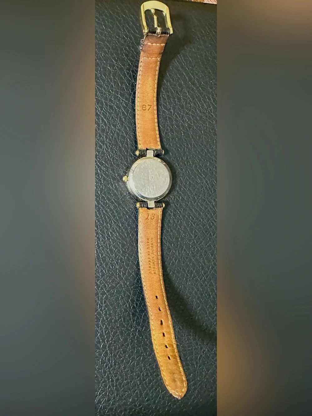 Pierre Cardin Blue Dial Gold-Tone Case Black Leather Strap Watch